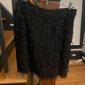 Ann Taylor Chiffon Black Fringe Mini Skirt